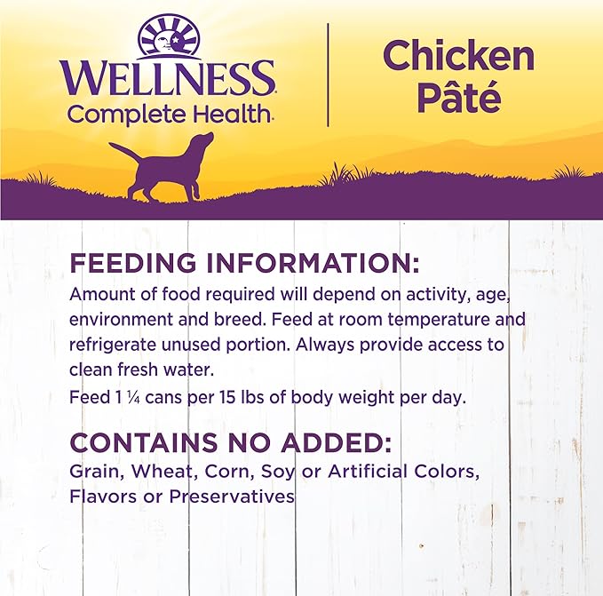 Wellness Complete Health Natural Wet Canned Dog Food, Chicken &amp; Sweet Potato, 12.5-Ounce Can (Pack of 12)