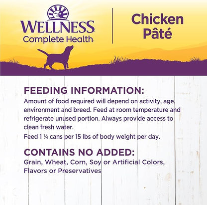 Wellness Complete Health Natural Wet Canned Dog Food, Chicken &amp; Sweet Potato, 12.5-Ounce Can (Pack of 12)