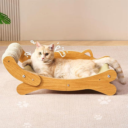 Cat Scratcher &amp; Cats Scratch Pad with Sisal Ball – All-in-One Cats Couch Scratcher, Hammock, and Cat Bed for Indoor Cats, Wooden Cat Scratching Board Upgrade Edition