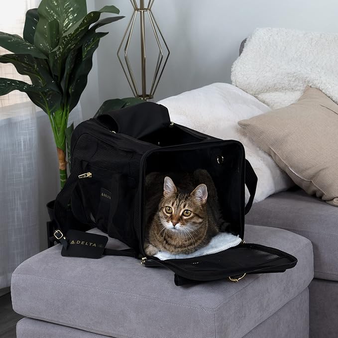 Sherpa Delta Airlines Travel Pet Carrier, Airline Approved &amp; Guaranteed On Board - Black, Medium