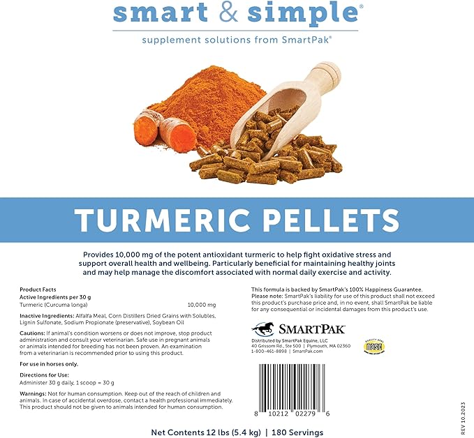 Senior Support SmartPak | Prebiotics and Probiotics | Turmeric Supplement | Flax Seed for Skin &amp; Coat Health | Antioxidant Support for Senior Horses | 28 Days Supply