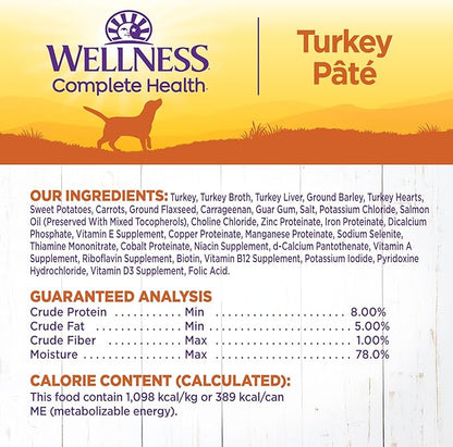 Wellness Complete Health Natural Wet Canned Dog Food Turkey &amp; Sweet Potato, 12.5-Ounce Can (Pack of 12)