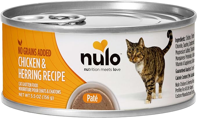 Nulo Chicken &amp; Herring Recipe Pate Wet Canned Cat Food, 5.5 Ounce (Pack of 24)
