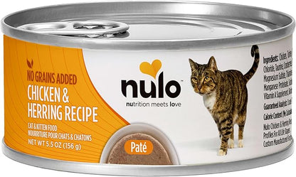 Nulo Chicken &amp; Herring Recipe Pate Wet Canned Cat Food, 5.5 Ounce (Pack of 24)
