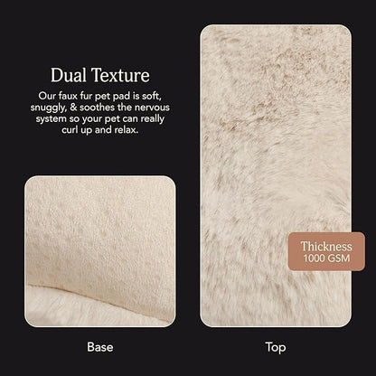 UnHide Floof Pet Pillow - Extra Soft Dog Bed Pillow- Removable Faux Fur Cover - Machine Washable - Helps Ease Pet Anxiety &amp; Provides The Perfect Sleep, 36 x 42 x 5, Large - Beige