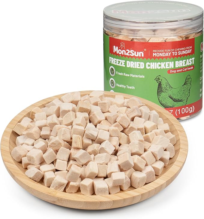 MON2SUN Freeze Dried Chicken Cat and Dog Treats, Single Ingredient Natural and Healthy Dog Snacks, High Protein Training Treats &amp; Food Topper, 3.5oz