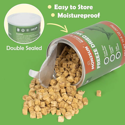 MON2SUN Freeze Dried Salmon Cat and Dog Treats, Single Ingredient Natural and Healthy Dog Snacks, High Protein Training Treats &amp; Food Topper, 6oz