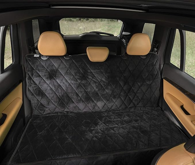Plush Paws Products Velvet Rear Car Seat Protector w/o Hammock | Washable &amp; Waterproof Back Seat Dog Cover for Car, Truck, &amp; SUV | Nonslip, Tear Resistant Pet Seat Cover | Regular Charcoal