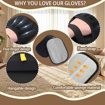 Upgraded Pet Hair Remover Glove - Reusable Electrostatic Five-Finger Gloves for Cat/Dog Hair Removal on Furniture, Carpet &amp; Clothes