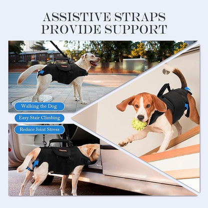 Dog Lift Harness, Full Body Support with Adjustable Control Handle for Small Senior Dogs, Post-Surgery Recovery &amp; Joint Problems (Oxford Cloth, S)