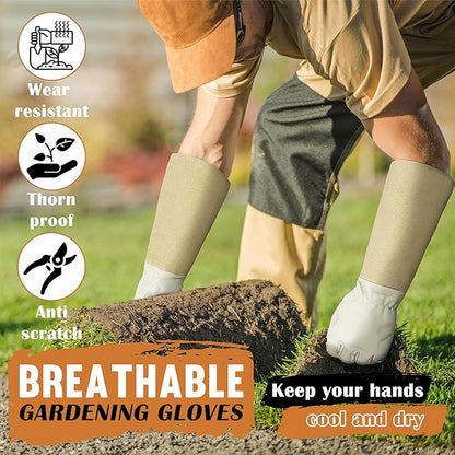 HANDLANDY Rose Pruning Gloves for Men &amp; Women, Long Thorn Proof Gardening Gloves, Breathable Pigskin Leather Gauntlet, Best Garden Gifts &amp; Tools for Gardener