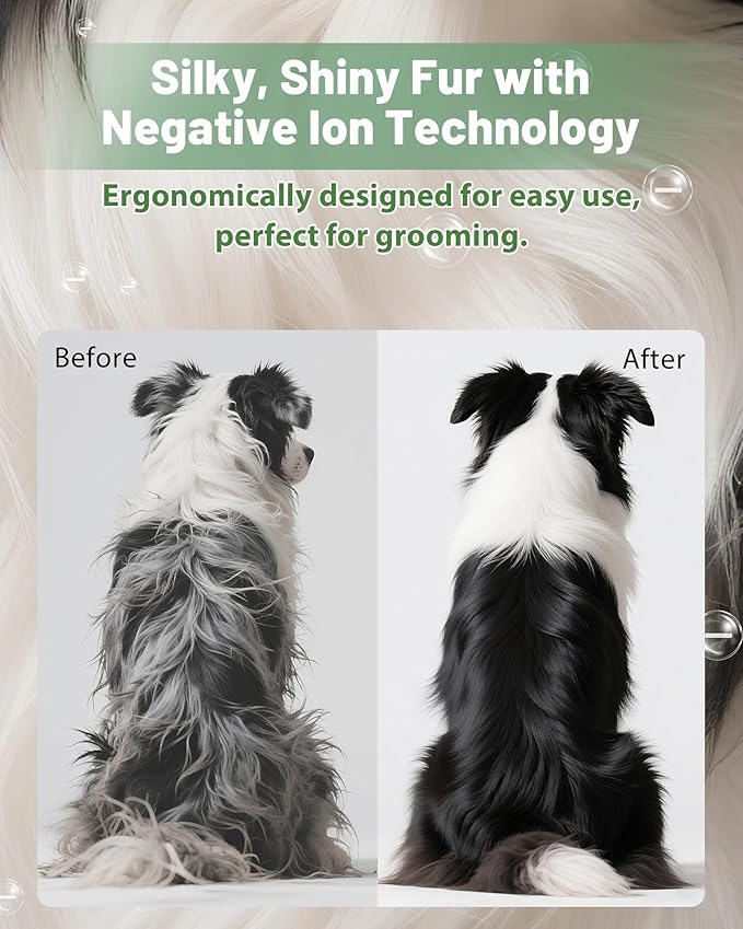 Hands-Free Dog Hair Dryer – Low Noise Pet Grooming Blower for Small &amp; Medium Dogs Cats, Fast Drying, Adjustable Heat &amp; Speed, Portable (Green)