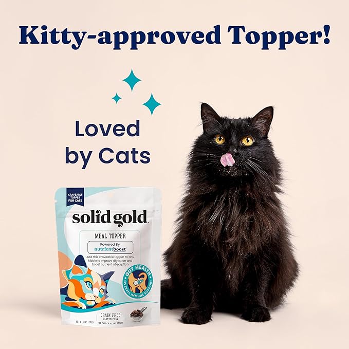 Solid Gold NutrientBoost™ Cat Food Toppers for Cats - High Protein Meal Topper &amp; Crunchy Cat Treats for Indoor Cats w/Vitamins, Minerals &amp; Amino Acids for Gut Health &amp; Immune Support - All Ages - 1lb