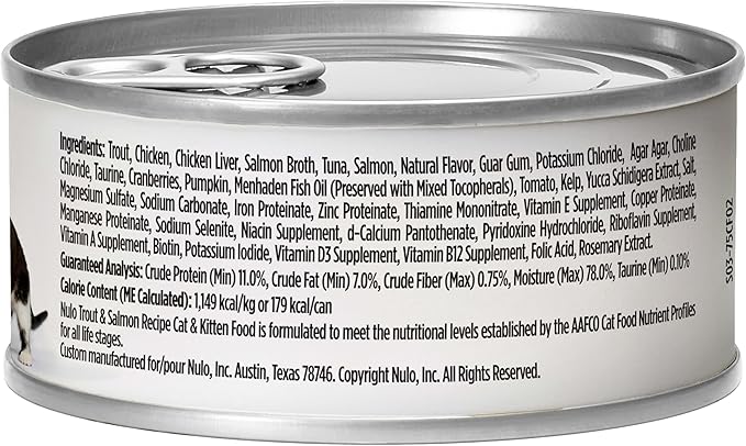 Nulo Trout &amp; Salmon Recipe Pate Wet Canned Cat Food, 5.5 Ounce (Pack of 24)