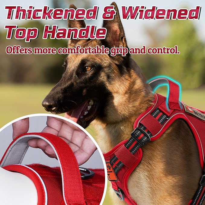 rabbitgoo Tactical Dog Harness for Small Dogs, No Pull Military Service Vest with Handle &amp; Molle, Easy Control for Training Walking, Adjustable Reflective Straps, Red, S