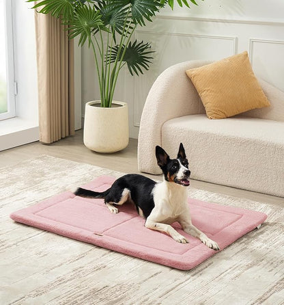 MADE 4 PETS Dog Crate Pad Bed for Medium Large Dogs, Washable &amp; Reversible, Anti-Slip Kennel Mat for Cozy Sleeping, Soft Fluffy Dog Bed for Indoor &amp; Outdoor Use, 35"x23", Pink