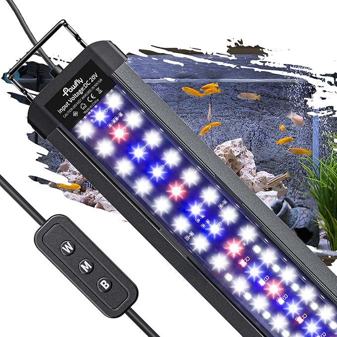 Pawfly 21W Aquarium LED Light for 30 to 36 Inch Fish Tanks Extendable Fish Tank Light with Full Spectrum Brilliant White Blue Red Lights with Daytime &amp; Night Modes and Adjustable Brightness