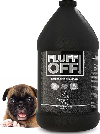 Fluff Off! by Girl With The Dogs, Natural Deshedding Dog &amp; Cat Shampoo, 1 Gal, Made in USA, 8 Wks+