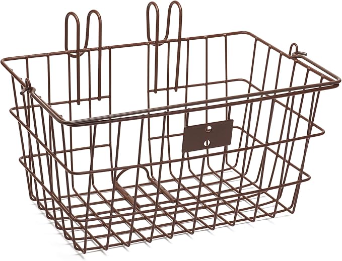 Retrospec Apollo-Lite Lift-Off Bike Basket - Detachable Steel Handlebar Basket with Carrying Handle for Commuting, Shopping &amp; Beach Trips - 14.5in x 9.5in Weather-Resistant Biking Gear