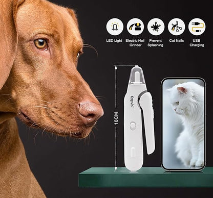 2-in-1 Dog &amp; Cat Nail Clipper and Grinder,LED Lights &amp; Safety Guard for Large Medium Small Dogs Cats Claw Trimmer,Claw Grooming Tool for for Cats and Small Dogs
