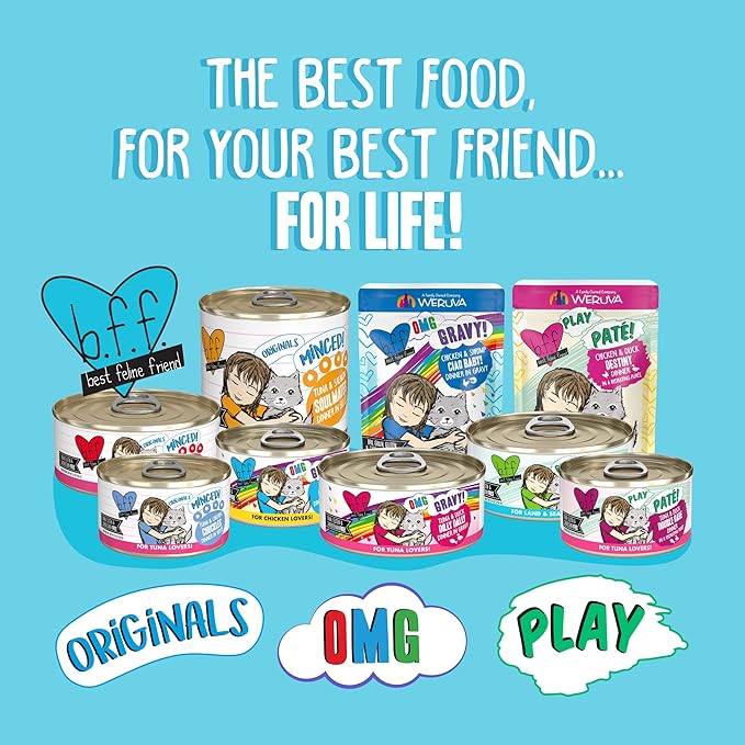 Weruva B.F.F. Play - Best Feline Friend Paté Lovers, Aw Yeah!, Turkey &amp; Tuna Tweet Me! with Turkey &amp; Tuna, 5.5oz Can (Pack of 8)