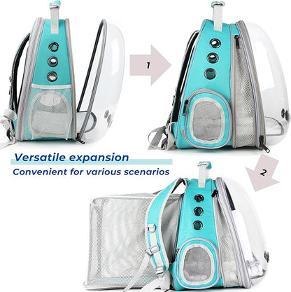 Lollimeow Cat Carrier Backpack, Bubble Dual Expandable Backpack Carrier, Pets and Small Dogs,Airline-Approved, Designed for Travel, Hiking, Walking &amp; Outdoor Use (Dual Expandable-Green)