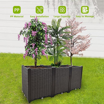 Raised Garden Bed Large Planters for Outdoor Plants Deepened Plant pots Planter Box Elevated Garden Patio Balcony Deck to Planting Flowers Vegetables Tomato and Herbs
