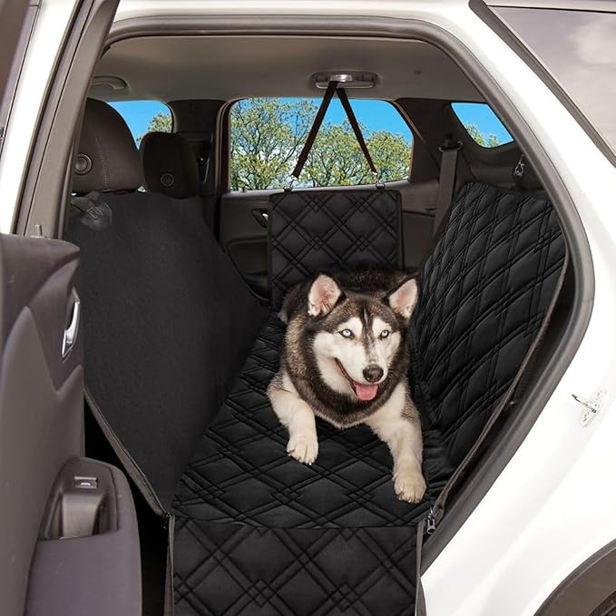 Meadowlark XL Dog Seat Covers Unique Design &amp; Full Car Protection-Doors,Headrests &amp; Backseat. Extra Durable Zippered Side Flap, Waterproof Hammock Pet Seat Cover + Seat Belt &amp; 2 Headrest Protectors