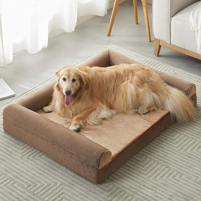 BFPETHOME Washable Large Dog Bed, Big Couch Bed with Removable Washable Cover, Orthopedic Egg-Crate Foam &amp; Waterproof Lining