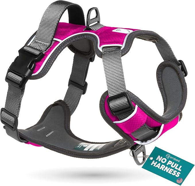 Embark Adventure Dog Harness, Reflective Trim XL Dog Harness for Extra Large Dogs No Pull - Military Grade Nylon, 2 Leash Clips &amp; Gel Lined Handle.