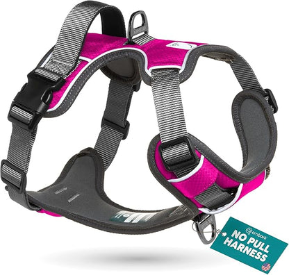 Embark Adventure Dog Harness, Reflective Trim XL Dog Harness for Extra Large Dogs No Pull - Military Grade Nylon, 2 Leash Clips &amp; Gel Lined Handle.