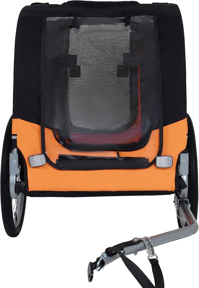 Blue-Grey Large Folding Bike Trailer for Dogs – Heavy-Duty Steel Frame, 66LB Capacity Pet Carrier for All-Terrain Cycling, Jogging &amp; Camping Adventures!