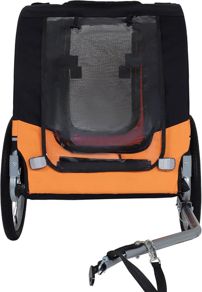 Blue-Grey Large Folding Bike Trailer for Dogs – Heavy-Duty Steel Frame, 66LB Capacity Pet Carrier for All-Terrain Cycling, Jogging &amp; Camping Adventures!