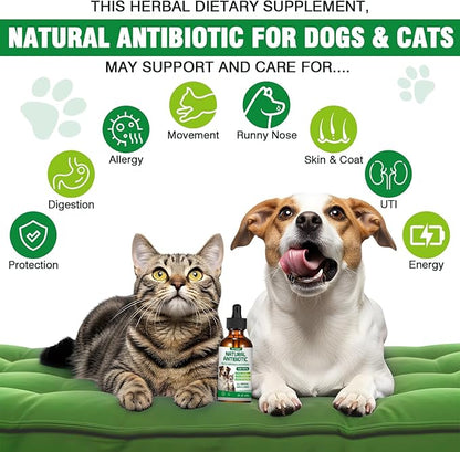 Natural Antibiotics for Dogs and Cats,Antibiotic for Cats,Dog Antibiotics in Drops,Help with Allergies, Itching, Coughs, UTIs,Skin, Coat, Digestion Care,for All Breeds &amp; Ages,Pet Supplements&amp;Vitamins