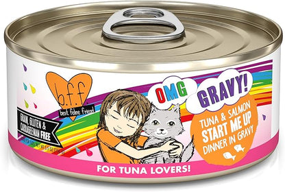 Weruva B.F.F. OMG - Best Feline Friend Oh My Gravy!, Tuna &amp; Salmon Start Me Up with Tuna &amp; Salmon, 5.5oz Can (Pack of 8)
