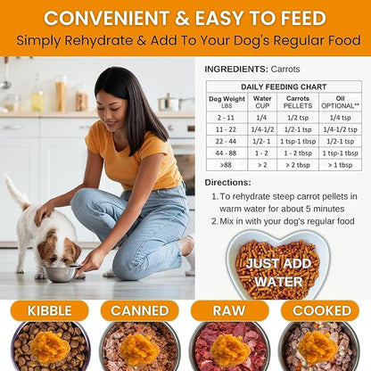 Olewo Original Carrots for Dogs – Fiber for Perfect Poop, Dog Food Toppers for Picky Eaters, Natural Skin &amp; Coat Support, Multivitamin, Probiotics for Digestive and Gut Health, 5.5 lbs