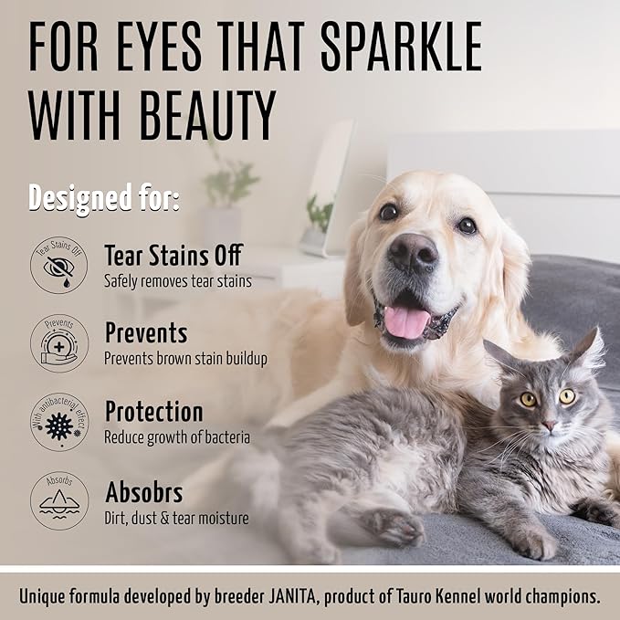 Tauro Pro Line Clay Tear Stain Remover for Dogs - Shield Mask for Eyes, Ears, Mouth, Gentle Grooming Product for Dogs, Puppy &amp; Cat (Stainless Look - 1.69 Fl Oz)