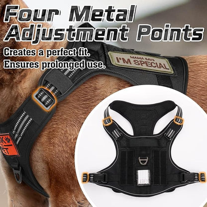 rabbitgoo Tactical Dog Harness for Large Dogs, No Pull Military Service Vest with Handle &amp; Molle, Easy Control for Training Walking, Adjustable Reflective Straps, Black, XL