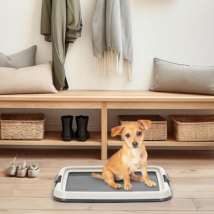 IRIS USA Pee Pad Holder - Extra-Small Sized Dog &amp; Puppy Pee Pads, Secured Latches, Non-Skid Feet, High Polish Finish for Easy Cleaning, Leak Protection, Fits 14"x17" Pad Puppy &amp; Toy Breeds, Dark Grey