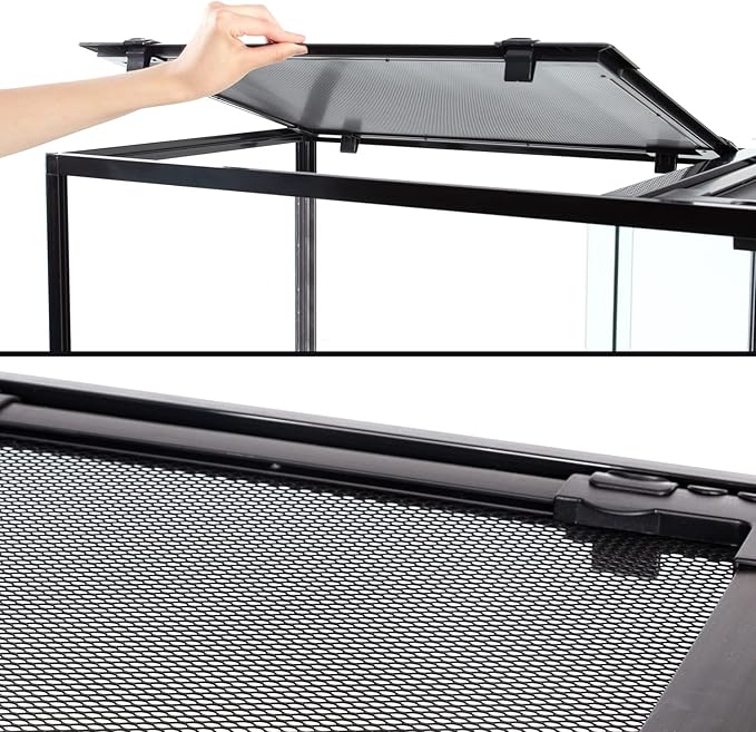 REPTIZOO 88 Gallon Large Reptile Terrarium 48" x 18" x 24" Knock-Down Glass Reptile Tank with Double Hinge Door &amp; Screen Ventilation, Supporting Used as 2 Separate Habitats Easy Assembly