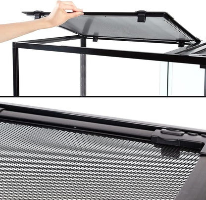 REPTIZOO 88 Gallon Large Reptile Terrarium 48" x 18" x 24" Knock-Down Glass Reptile Tank with Double Hinge Door &amp; Screen Ventilation, Supporting Used as 2 Separate Habitats Easy Assembly