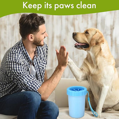 Pet Paw Cleaner Cup–Portable Dog Paw Washer with Soft Silicone Bristles–Easy to Use, Detachable, and Travel-Friendly (Blue)