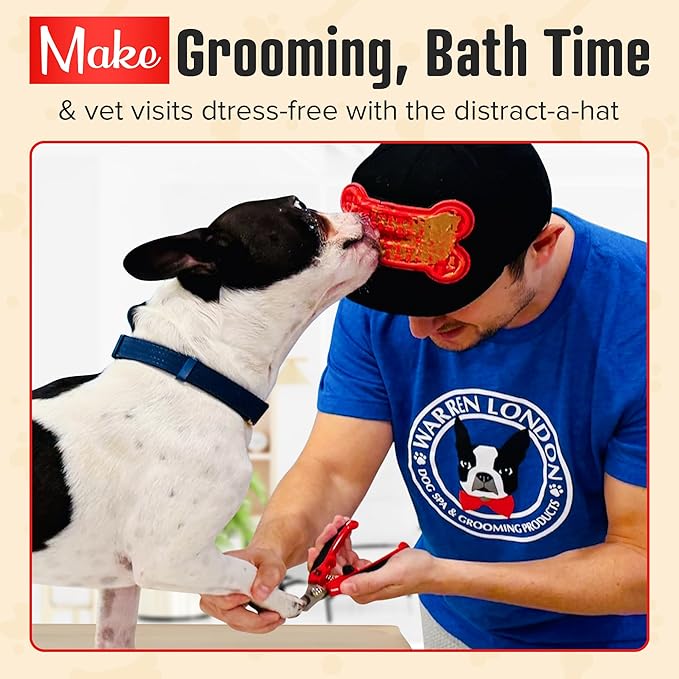 Warren London Hat/Snack Combo - Distract-A-Hat™ Grooming Distraction Tool + 8 oz All-Natural Roasted Peanut Dog Peanut Butter, Xylitol-Free Enrichment &amp; Anxiety-Relief, $42 Value for $34.99