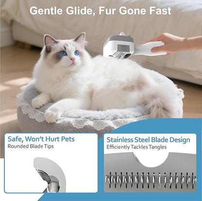 5 in 1 Pet Steam Brush for Dogs &amp; Cats – Self Cleaning, 3 Pet Brush for Smoothing, Dematting, Thinning – Shedding, Grooming &amp; Hair Removal, Includes Shampoo &amp; Storage Case (8.0"-promax)