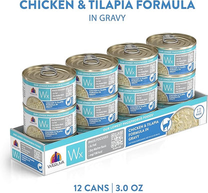 Weruva Wx Phos Focused, Chicken &amp; Tilapia Formula in Gravy, 3oz Can (Pack of 12)