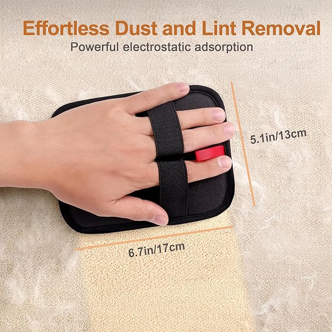 4 Pack Electrostatic Pet Hair Removal Gloves, Reusable Washable Dog &amp; Cat Hair Remover Gloves for Furniture, Carpet, Car Seats, Effortless Cleaning