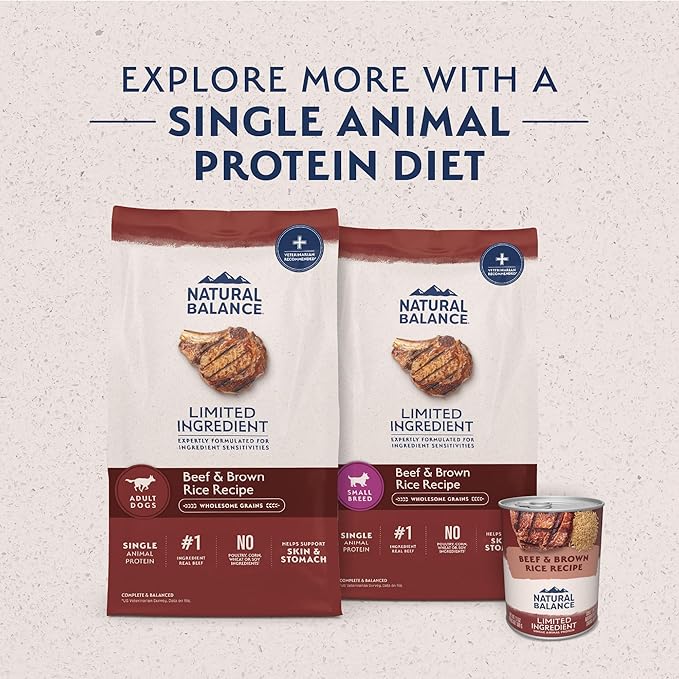 Natural Balance Limited Ingredient Adult Dry Dog Food with Healthy Grains, Beef &amp; Brown Rice Recipe, 4 Pound (Pack of 1)