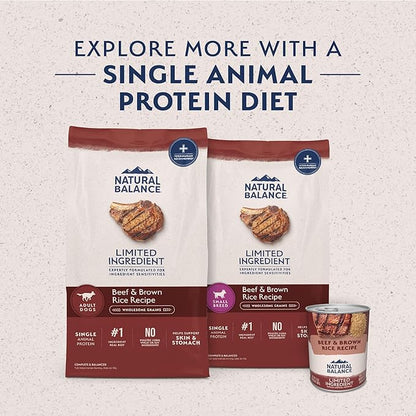 Natural Balance Limited Ingredient Adult Dry Dog Food with Healthy Grains, Beef &amp; Brown Rice Recipe, 12 Pound (Pack of 1)