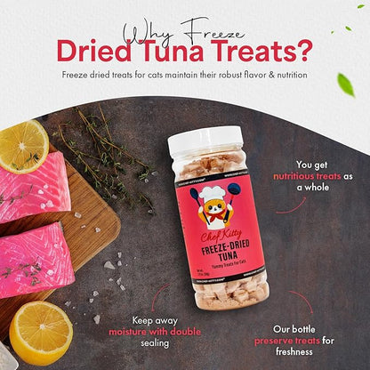 Freeze-Dried Tuna Treats for Cats &amp; Dogs – 100% Wild Caught, Single Ingredient, High-Protein, Healthy Snack – No Additives or Preservatives – 1.7oz - Inspected &amp; Tested in USA
