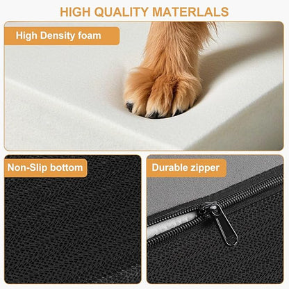 JOEJOY Curved Dog Stairs Ramp for High Beds 19" H, 4-Step Dog Steps for Small Dogs and Cats, Pet Stairs for High Bed Climbing, Non-Slip Balanced Pet Step Indoor, Grey